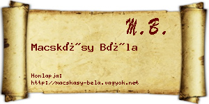 Macskásy Béla névjegykártya