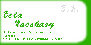 bela macskasy business card